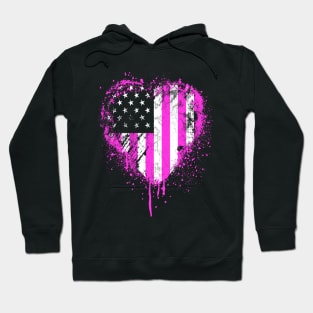 Pink Heart American Flag Hoodie